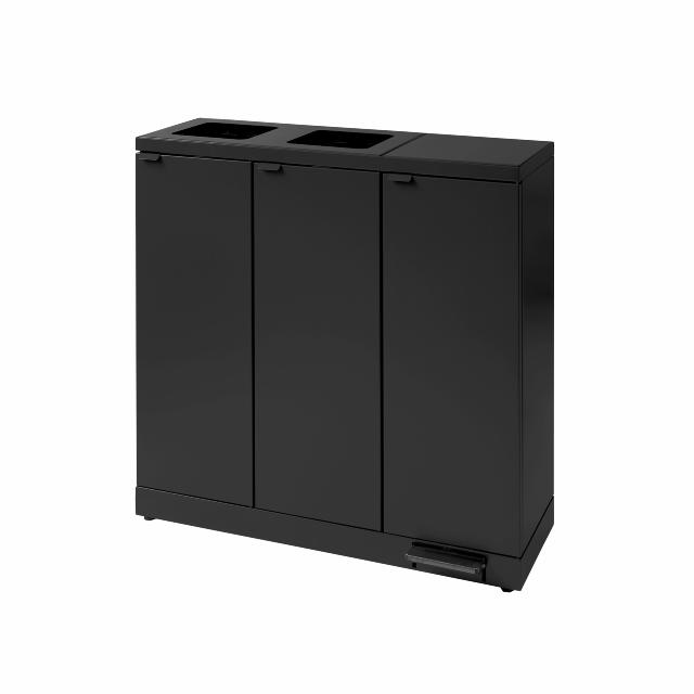 Bica 973 Avfallssortering 3x65L Fotpedal/åpen innkast Sv