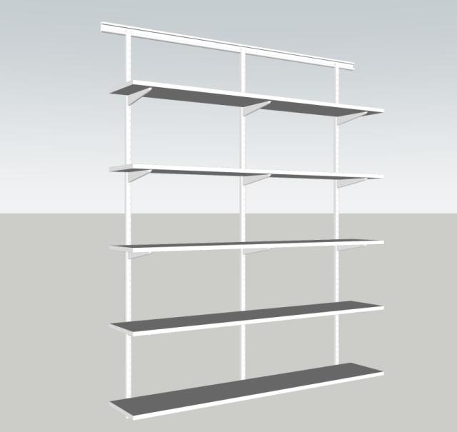 Hengesystem med trehylle på konsoll,hvit melamin,1600x300mm