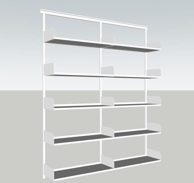 Hengesystem med trehylle på konsoll,hvit melamin,1600x300mm