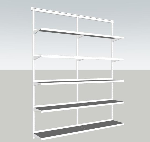 Hengesystem med trehylle på konsoll,hvit melamin,1600x300 mm