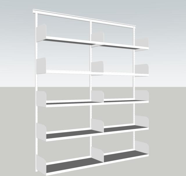 Hengesystem med trehylle på konsoll,hvit melamin,1600x300mm