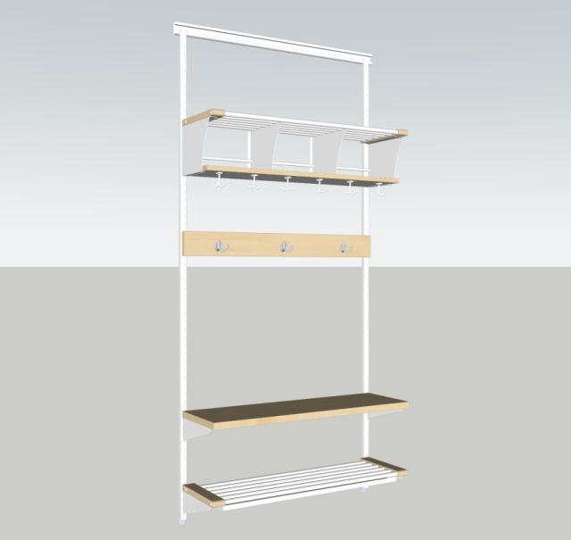 Hengesystem med garderobeinnredning Standard,900x300mm