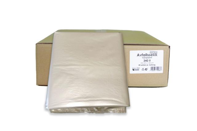Plastsekk TRANSPARENT 340lt Komprimator *Krt a 40 stk