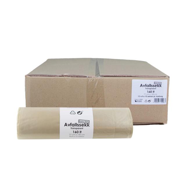 Plastsekk TRANSPARENT 160 lt STERK  * Krt a 120 stk