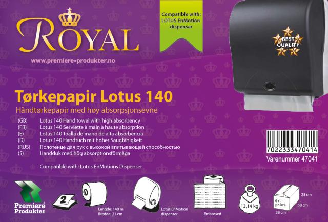 Tørkepapir - Lotus 140. Royal. 2 lag. *Krt a 6 rl