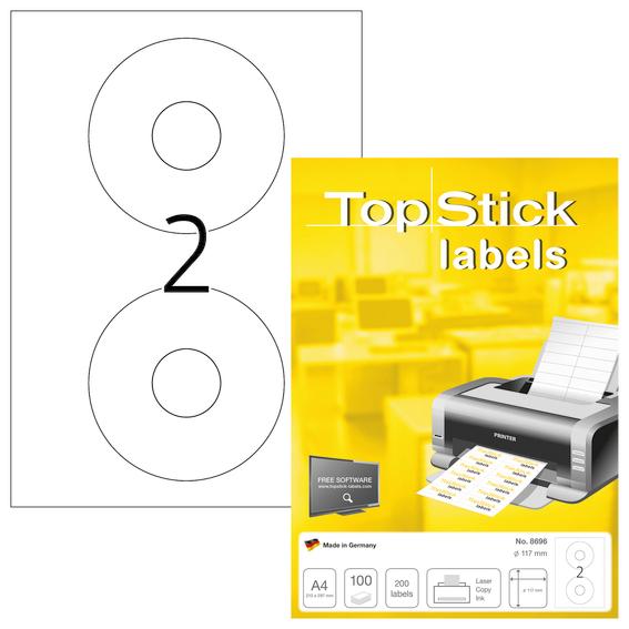 Etikett TopStick  CD/DVD Ø 117mm (100)