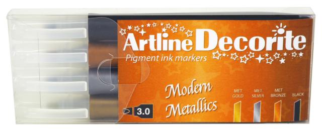 Artline Decorite Flat Modern Metallic 4-pk