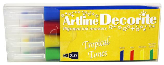 Artline Decorite Flat Tropical 4-pk