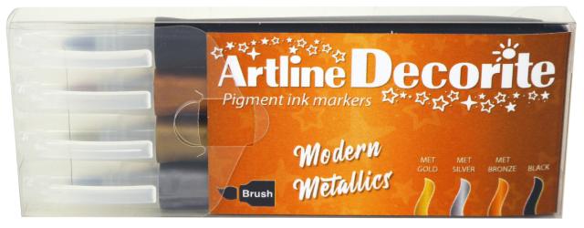 Artline Decorite Brush Modern Metallic 4-pk