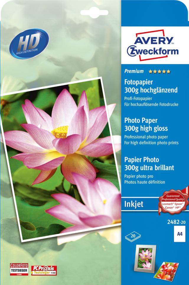 A4 Avery Fotopapir Glossy Inkjet 300g (15)