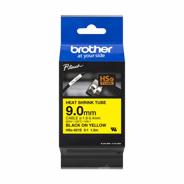 BROTHER Heat Shrink Tube Black on Yellow