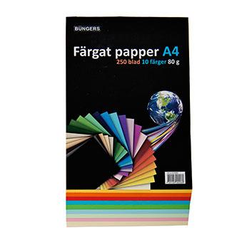 Büngers Farget papir A4 80g 250 ark assortert farger