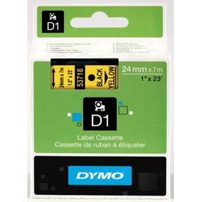 Dymo Teip D1 24mmx7m sort/gul