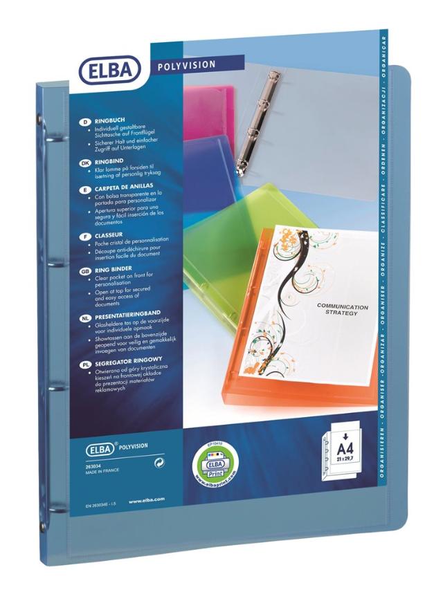 Ringpärm Polyvision A4 30mm 4 Ringer Pp Blå