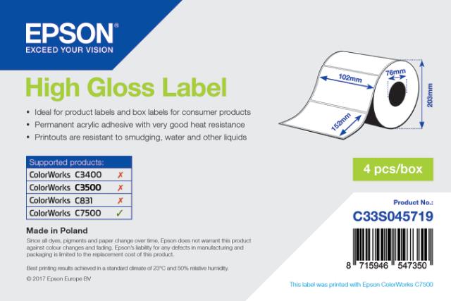 High Gloss Label, Die-cut Roll: 102x152mm