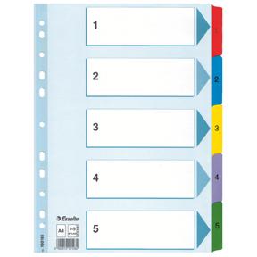 Esselte Register Mylar A4 1-5 flerfarg.