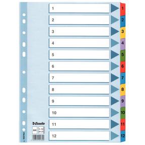 Esselte Register Mylar A4 1-12 flerfarg