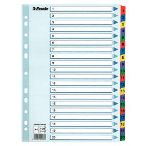 Esselte Register Mylar A4 1-20 flerfarg