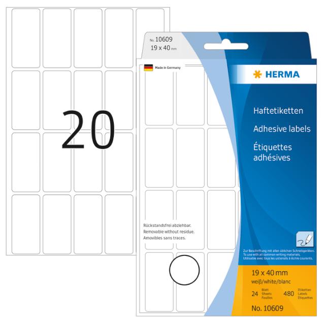 Herma Etiketter Movables 19x40mm hvit