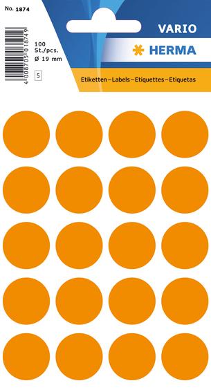 Herma Etikett Vario Ø 19 mm orange