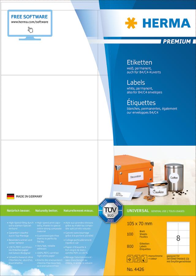 Herma Etiketter Premium A4 105x70 (800)