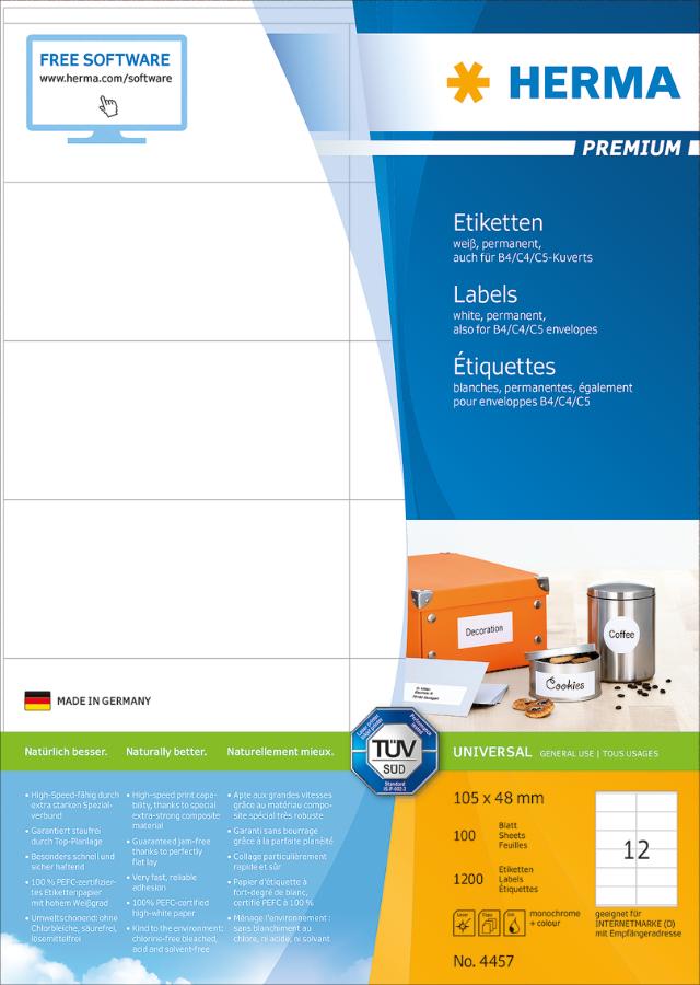 Herma Etiketter Premium A4 105x48mm (1200)