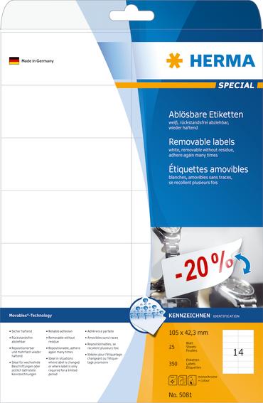 Herma Etiketter Movables A4 105x42,3 (25)
