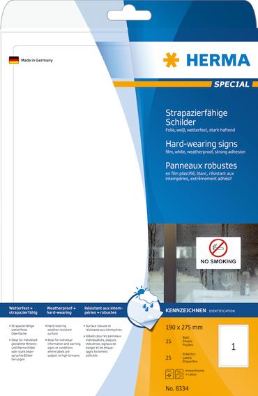 Herma Etiketter Slitesterk Folie hvit 190x275 (25)