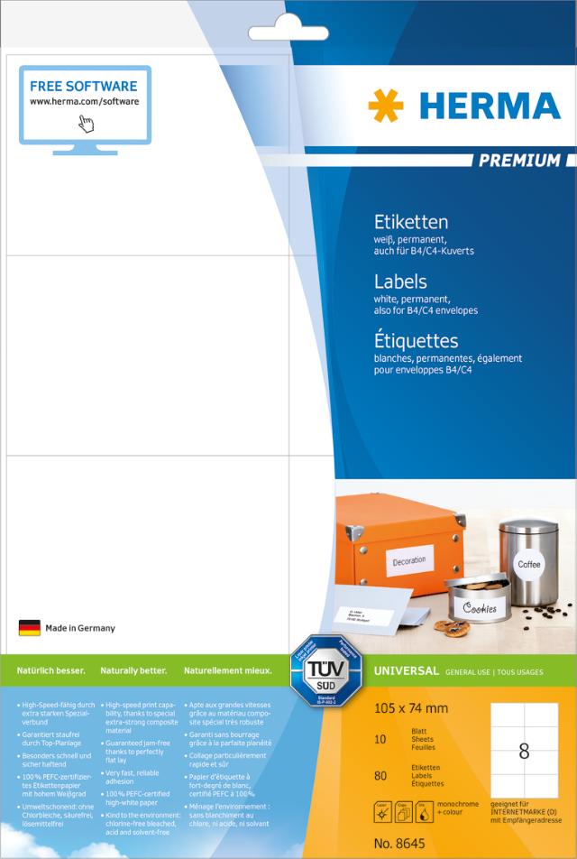 Herma Etiketter Premium A4 105x74,0 (10)