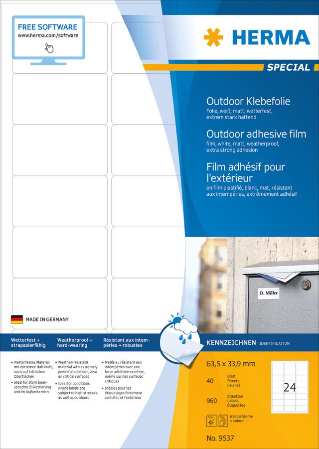 Herma Utendørsetiketter 63,3x33,9 (960)