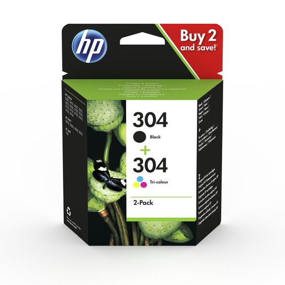 HP 304 2-Pack Black/Tri-color Ink Cartri