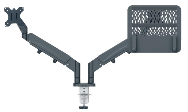 Monitor Arm Space Saving Dual+Laptop Arm, Dark Grey