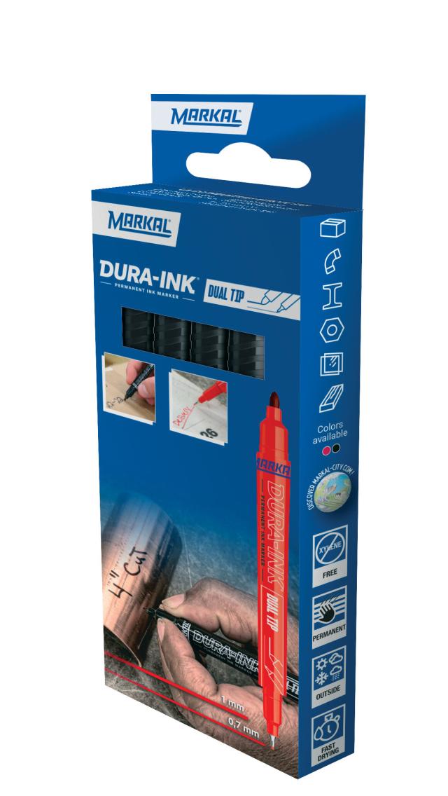 Markal Dura-Ink Dobbel spiss - Retail 4 (X4 Sort)