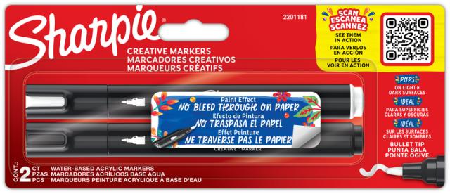 Marker Sharpie Creative Acrylic blist svart/hvit (2)
