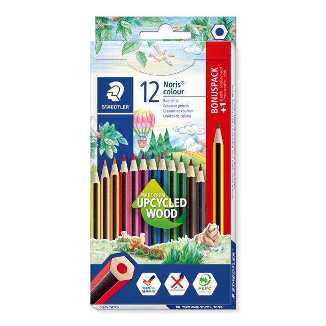 Staedtler Fargeblyanter Noris Upcycled Wood ass (12+1)