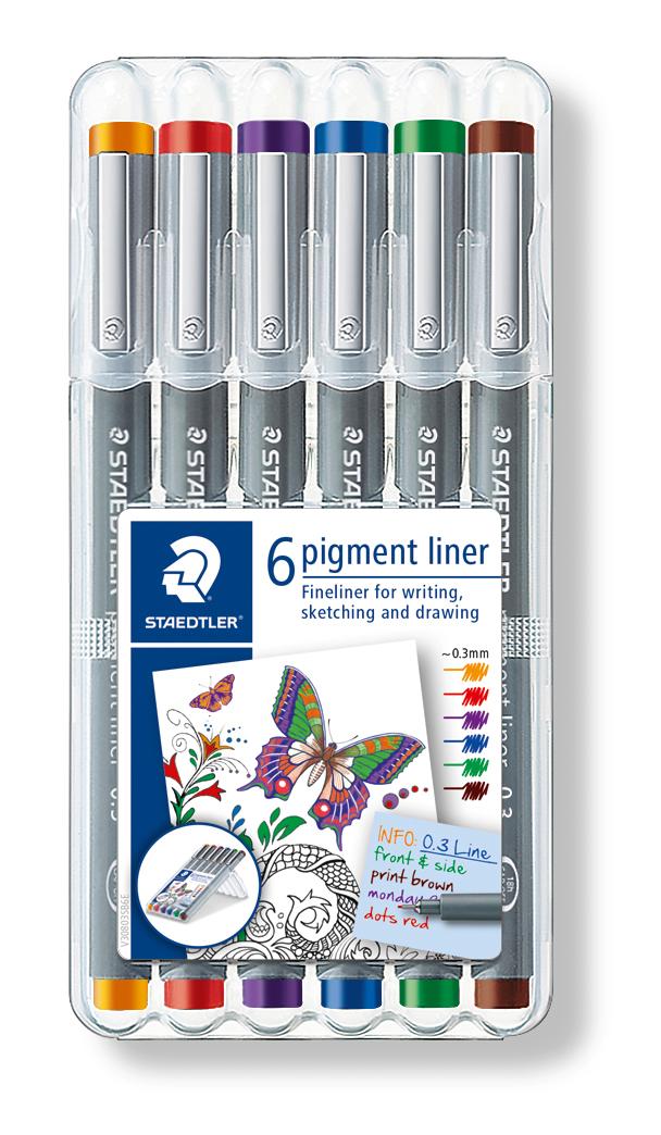 STAEDTLER Fineliner Pigment Liner 0,3mm ass (6)