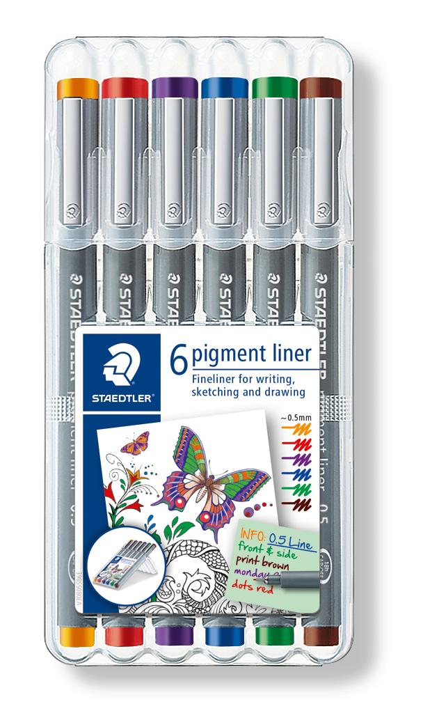 STAEDTLER Fineliner Pigment Liner 0,5mm ass (6)