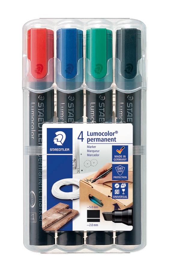STAEDTLER Merkepenn Lumocolor Perm. Skrå 2-5mm assortert (4)