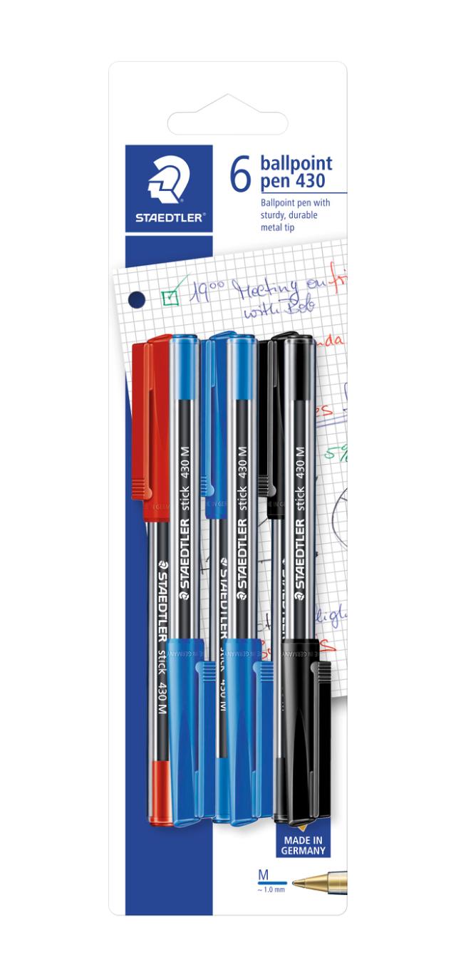 STAEDTLER Kulepenn m/hette M ass blister (6)