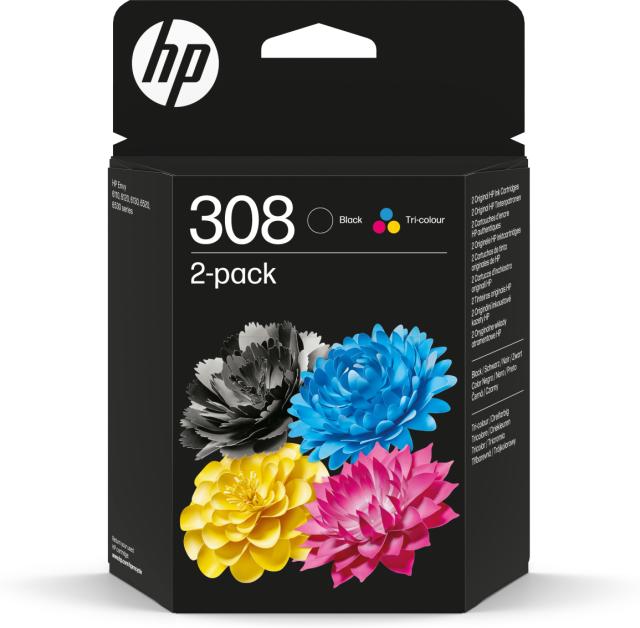 HP 308 Black/Tri-Color Ink Cart Combo 2P