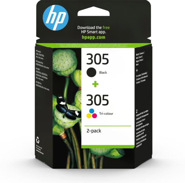 HP 305 2-Pack Tri-color/Black Original I