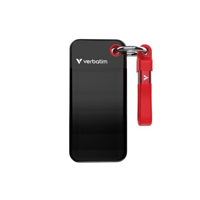 VERBATIM USB 3.2 Gen 2 1TB Pocket SSD, Sort/Rød
