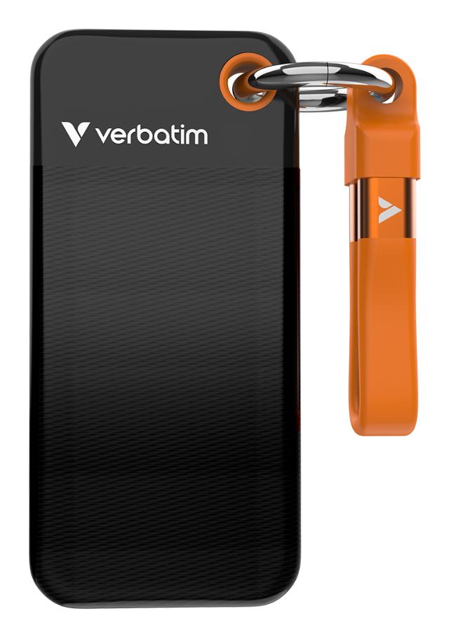 VERBATIM USB 3.2 Gen 2 1TB Pocket SSD, Sort/Oransje