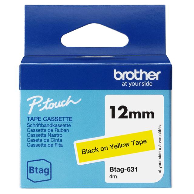 Tape BROTHER BTAG631 12mmx4m sort/gul