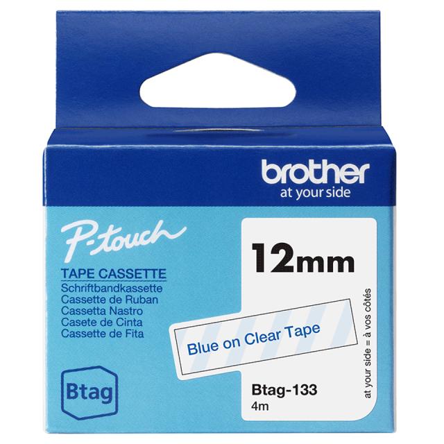 Tape BROTHER BTAG133 12mmx4m blå/klar
