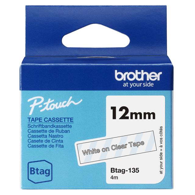Tape BROTHER BTAG135 12mmx4m hvit/klar
