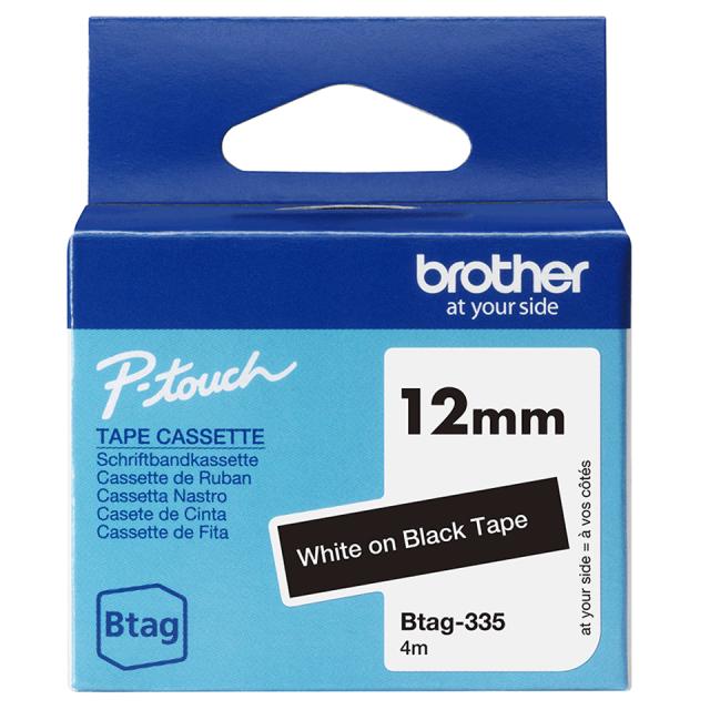 Tape BROTHER BTAG335 12mmx4m hvit/sort