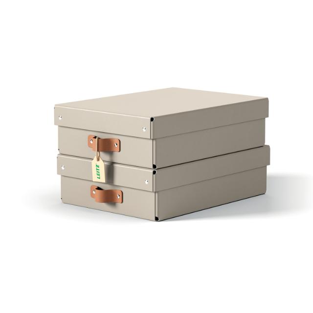 LEITZ Arkivboks Puro medium lav gråbeige (2)