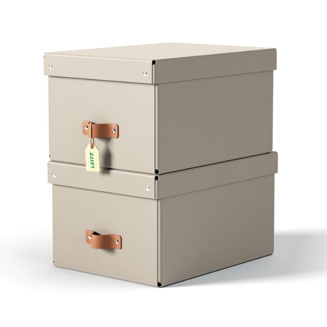 LEITZ Arkivboks Puro medium gråbeige (2)