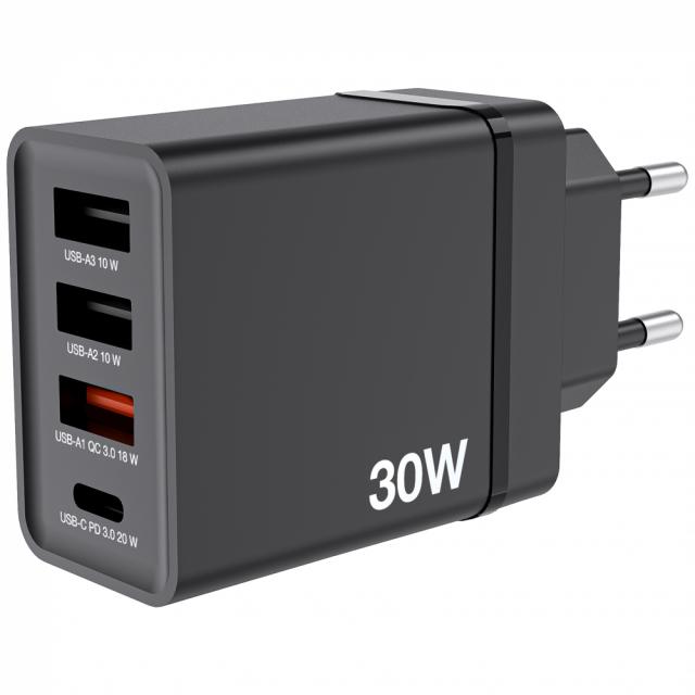 VERBATIM CHR-30EU1 4-port USB Charger Black EU